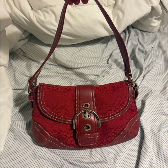 Rare Vintage Red Coach Soho Leather Shoulder Bag - Picture 1 of 7